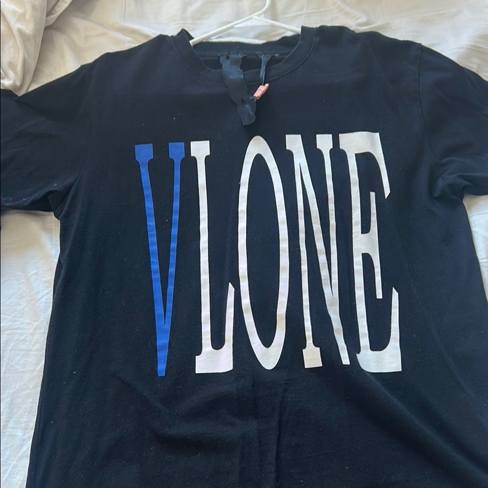 VLONE Black and Blue Short Sleeve Tee Graphic Design
